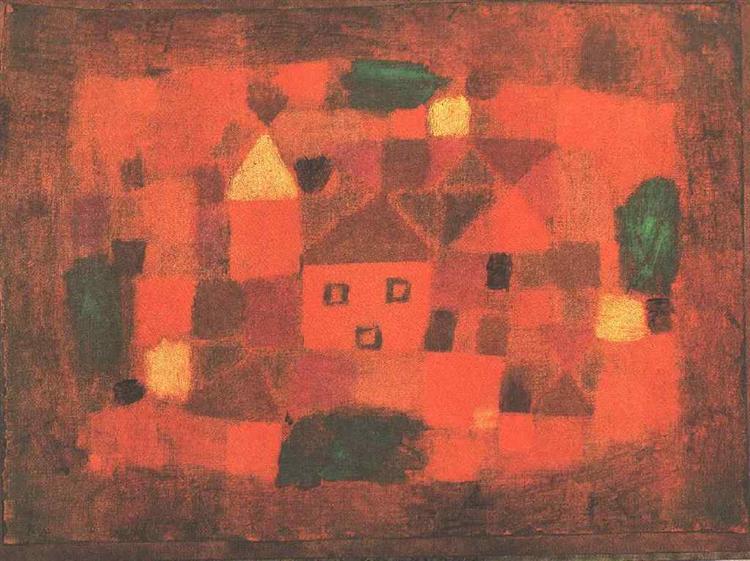 Landskap med solnedgång. Paul Klee.