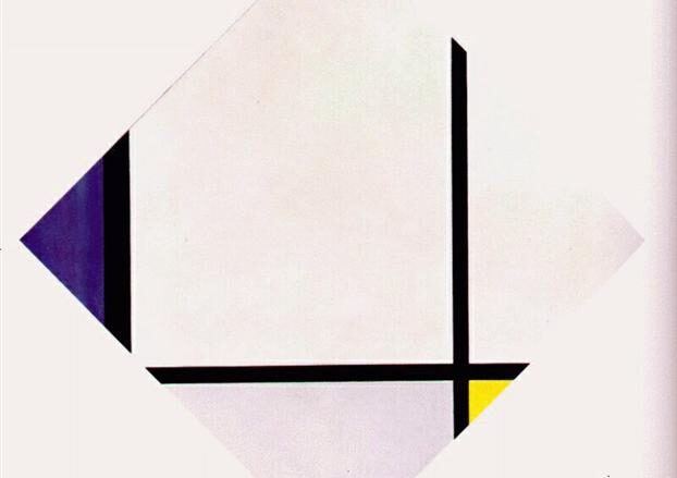 Lozenge Composition 3 Lines Blue Gray Yellow. Piet Mondrian