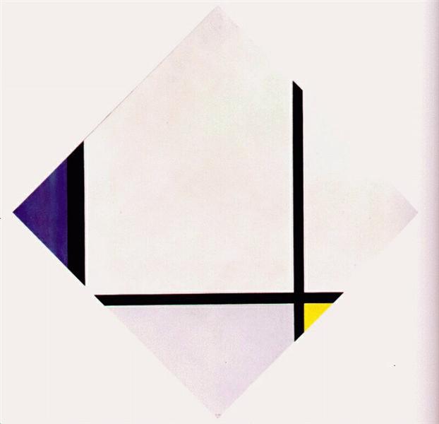 Lozenge Composition 3 Lines Blue Gray Yellow. Piet Mondrian