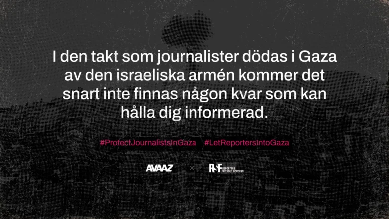 RSF och Avaaz om journalister i Gaza.