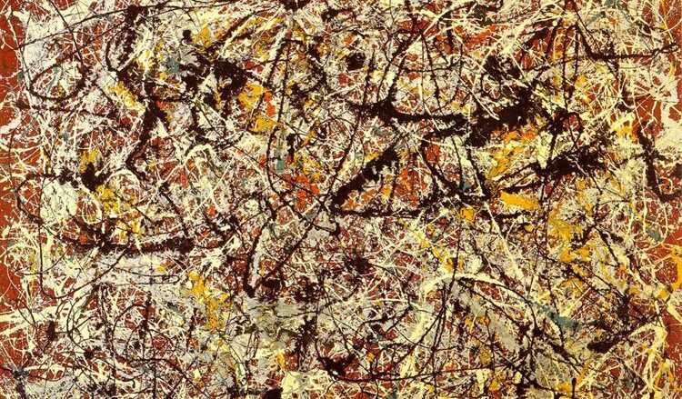 Mural on indian red ground. Jackson Pollock